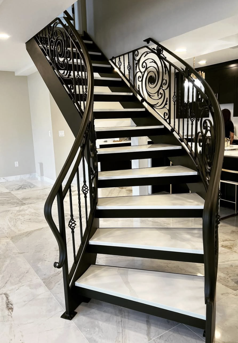 Custom Metal Staircases & Spiral Stairs | Warren, MI - Shelby%20Plated%20Basement%20Stairs%20(3)